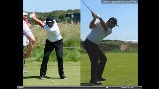 Jon Rahm golf swing  Long Iron faceon amp downtheline July 2017 [upl. by Suoivatco218]