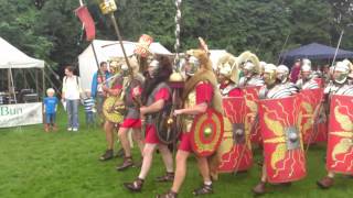 Roman Reenactment at the Amphitheatre in Caerleon Marching In [upl. by Letreece]