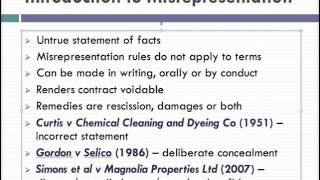 Misrepresentation Lecture 1 of 4 [upl. by Suter]